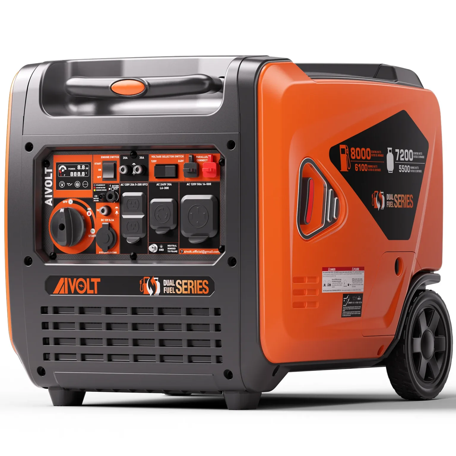 AIVOLT 8000W Dual Fuel Super Quiet Inverter Generator