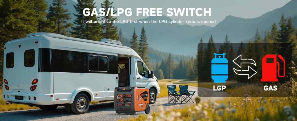 Dual Fuel Inverter Generator Gas LPG Free Switch