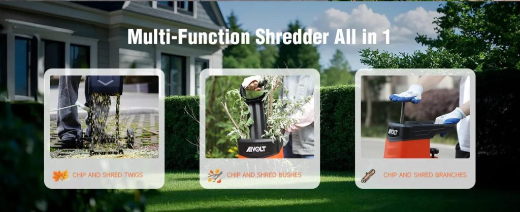 AIVOLT portable electric wood chipper shredder functions