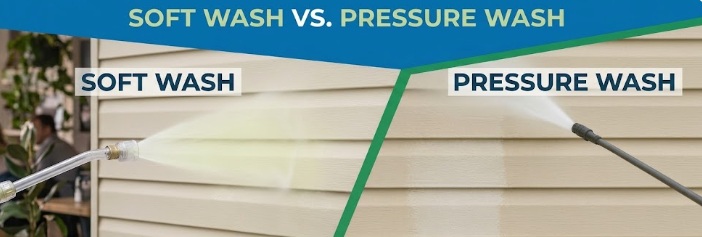 Soft wash vs pressure wash